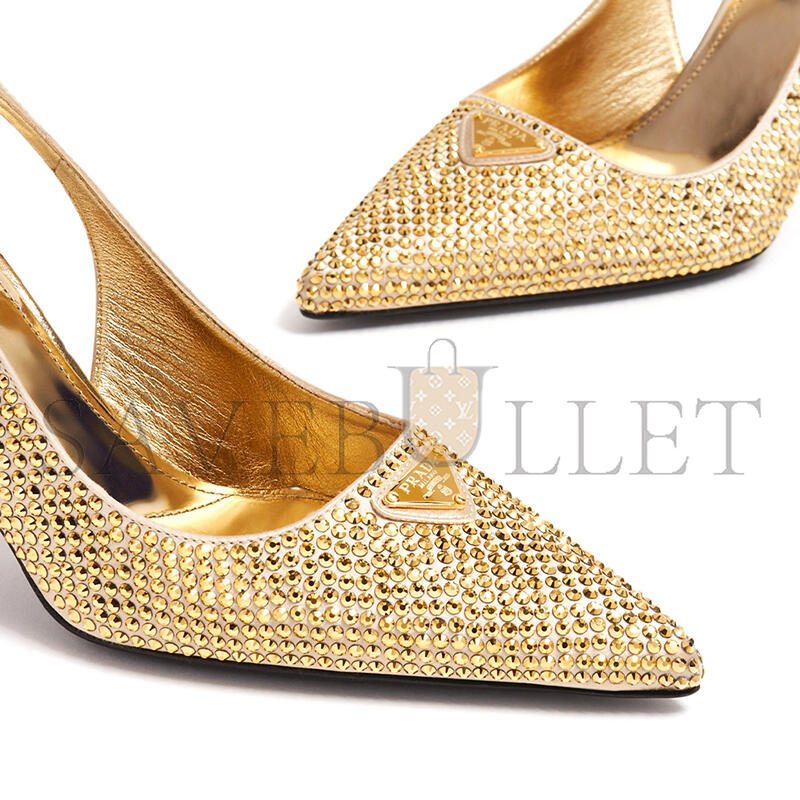 Pra*a crystal satin slingback pumps
